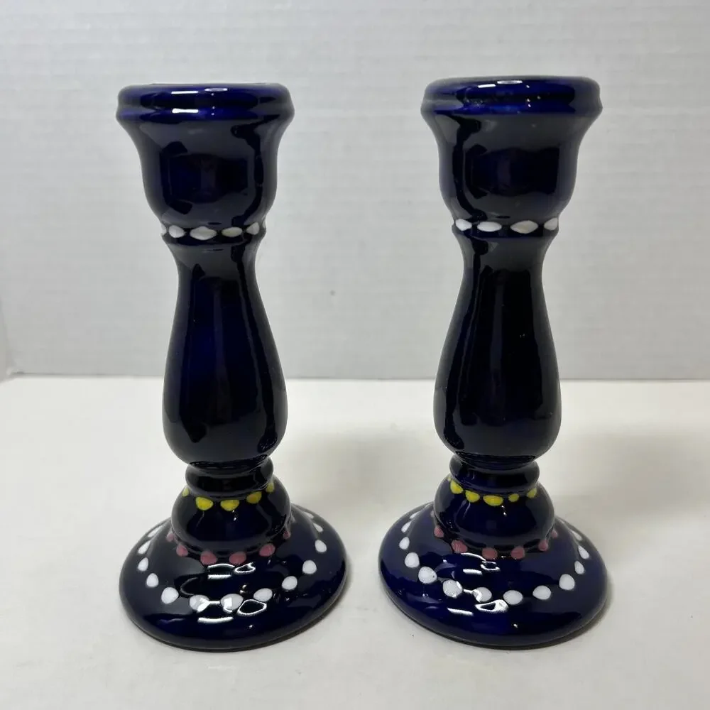 Pair Of Cobalt Blue Ceramic 6